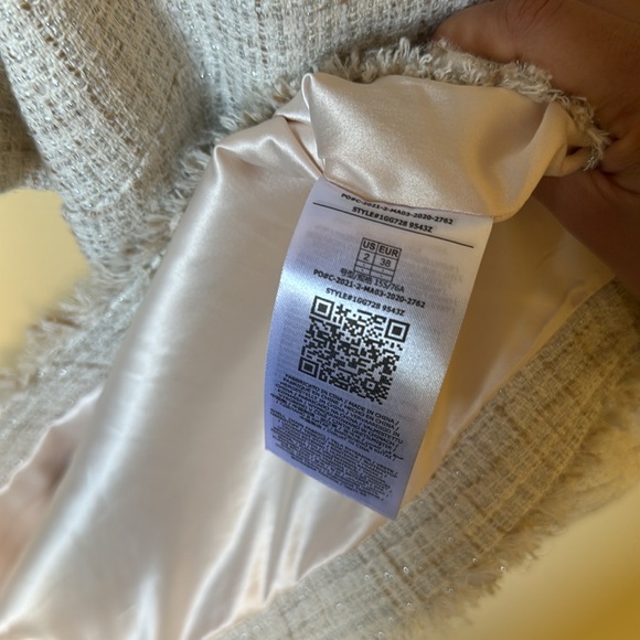 MARCIANO • tweed beige gold chain Chanel-inspired mini dress collar button down - Picture 5 of 9